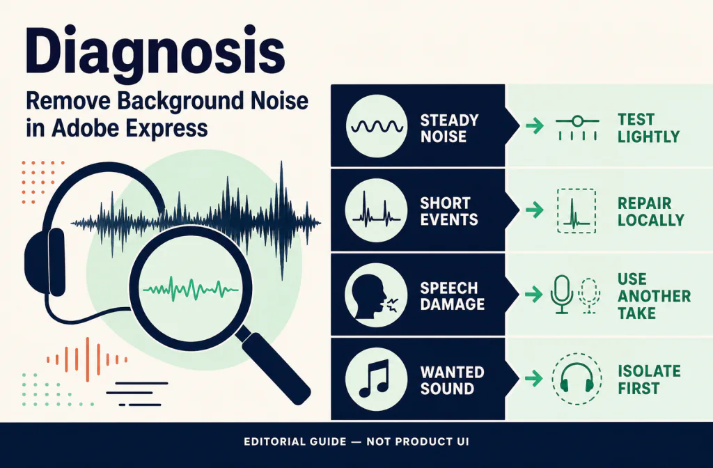 Conceptual guide for deciding whether the Adobe Express audio track is suitable for enhancement
